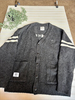 Chocoolate BLK DEPT. Striped Cardigan Gray & Black XL